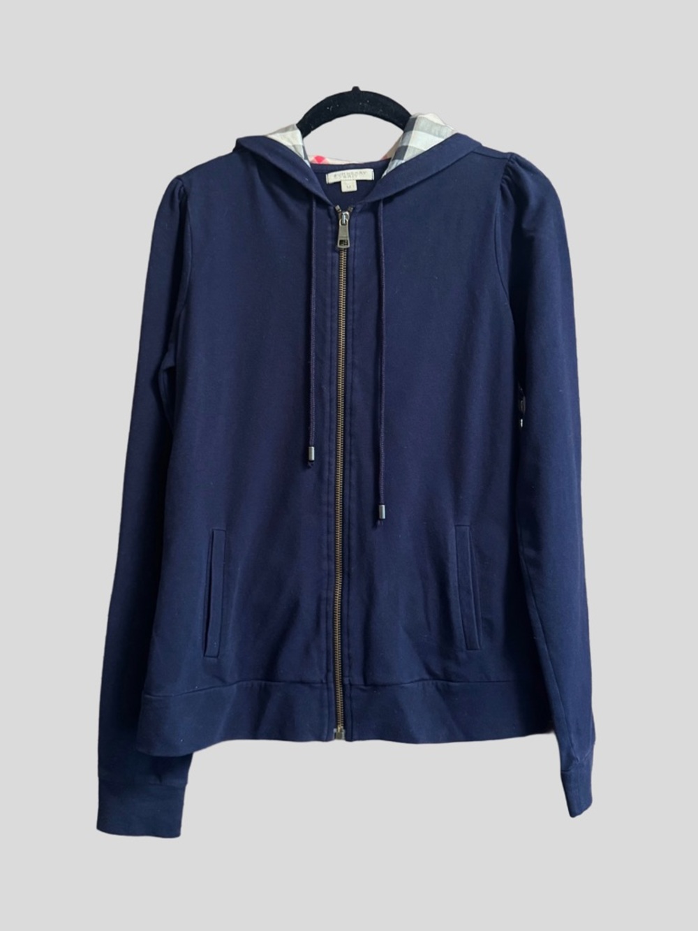 Burberry Brit Navy Zip-Front Hoodie Sweatshirt Jacket